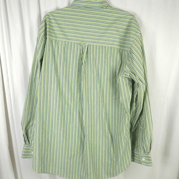 VTG Chaps Ralph Lauren Mens Large Green Striped Long Sleeve Button Up Shirt - Picture 3 of 8
